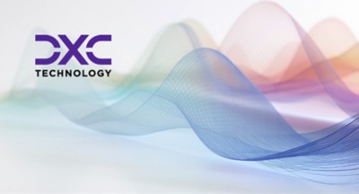 Multicolored pixelated waves with company logo, SAP Sapphire 2025 event image | DXC Technology 